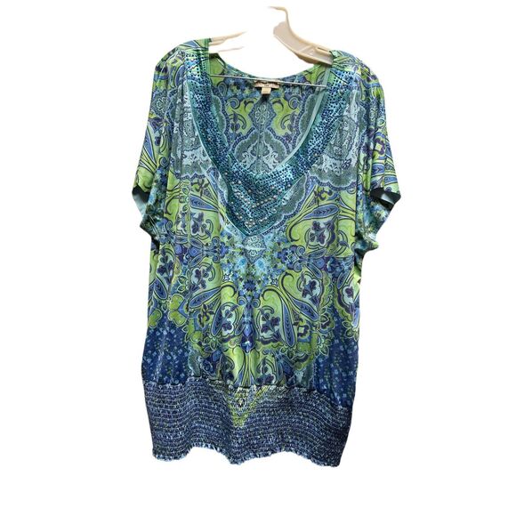 live and let live Tops - Live and let live size 2X blue & green paisley top.